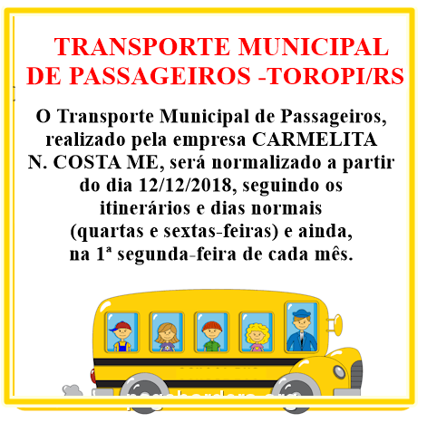 Comunicado aos usuários do Transporte Municipal de Passageiros