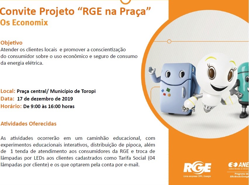 Convite Projeto "RGE na Praça"