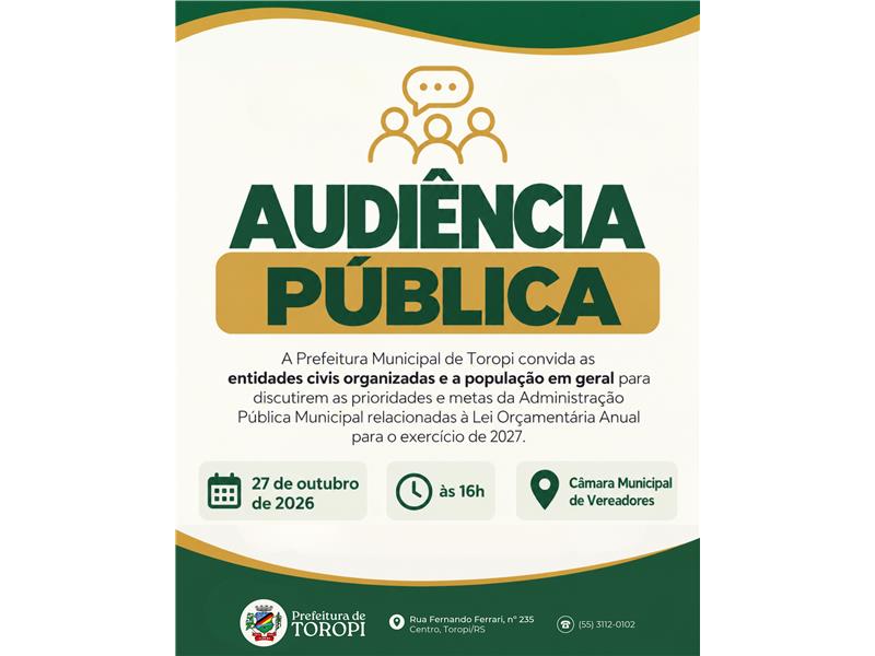 AUDIÊNCIA PÚBLICA – LEI ORÇAMENTÁRIA ANUAL 2027