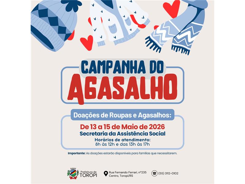 A Secretaria da Assistência Social iniciará a entrega de doações de roupas e agasalhos para o inverno