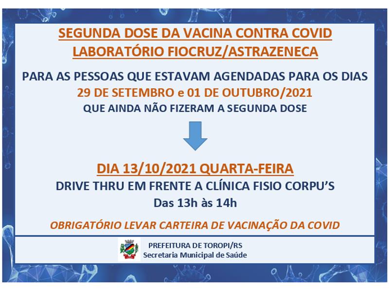 Vacinação Contra COVID-19 - 2ª DOSE