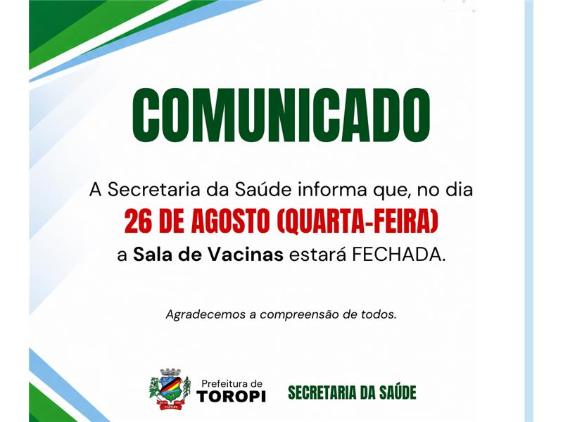 Comunicado da Sala de Vacinas