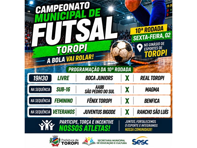10ª rodada do Campeonato Municipal de Futsal