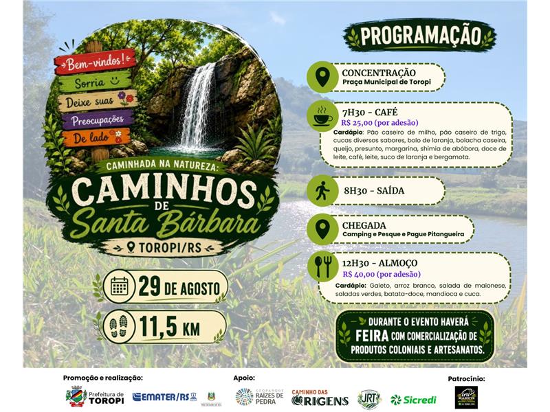 CAMINHADA NA NATUREZA - CAMINHOS DE SANTA BÁRBARA