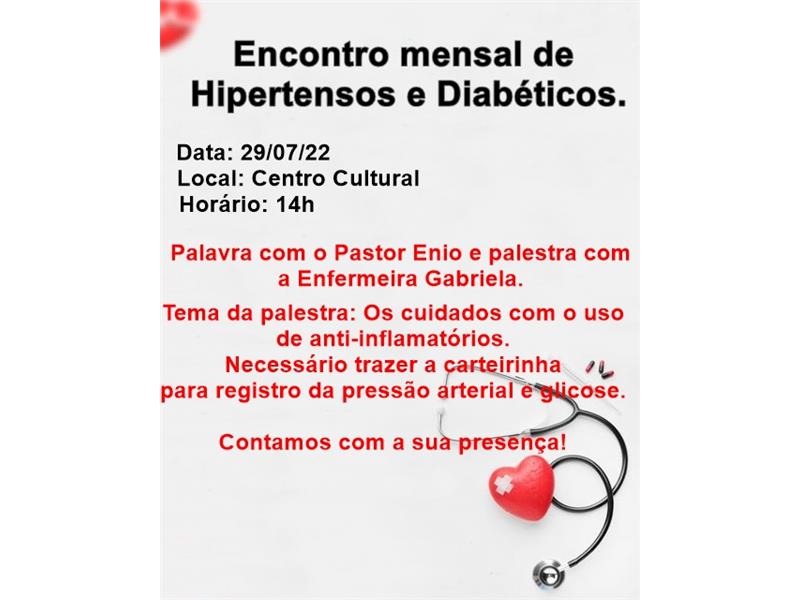 Encontro Mensal de Hipertensos e Diabéticos -  Hiperdia 