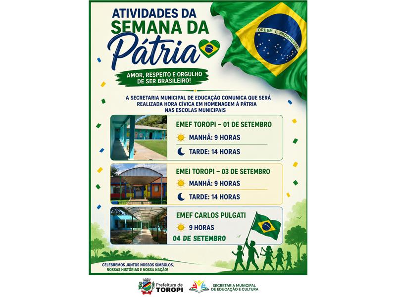 Programação da Semana da Pátria 2026