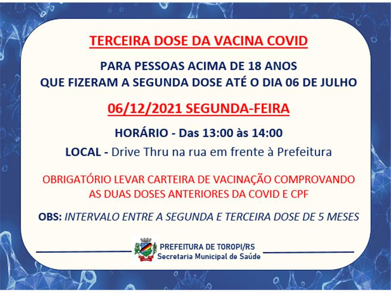 Vacinação Contra COVID 3ª DOSE - 06/12/2021