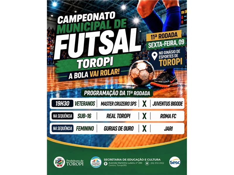 11ª rodada do Campeonato Municipal de Futsal