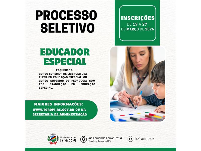 Processo Seletivo para contratação de Educador Especial