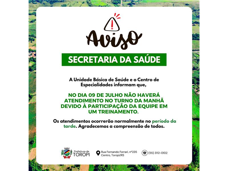 Aviso da Secretária da Saúde