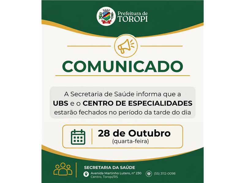Comunicado Secretaria de Saúde