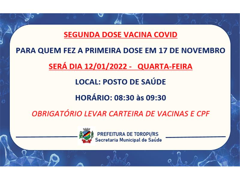Vacinação Contra COVID - 2ª DOSE