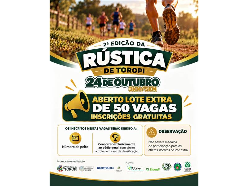 ATENÇÃO, ATLETAS! LOTE EXTRA ABERTO!