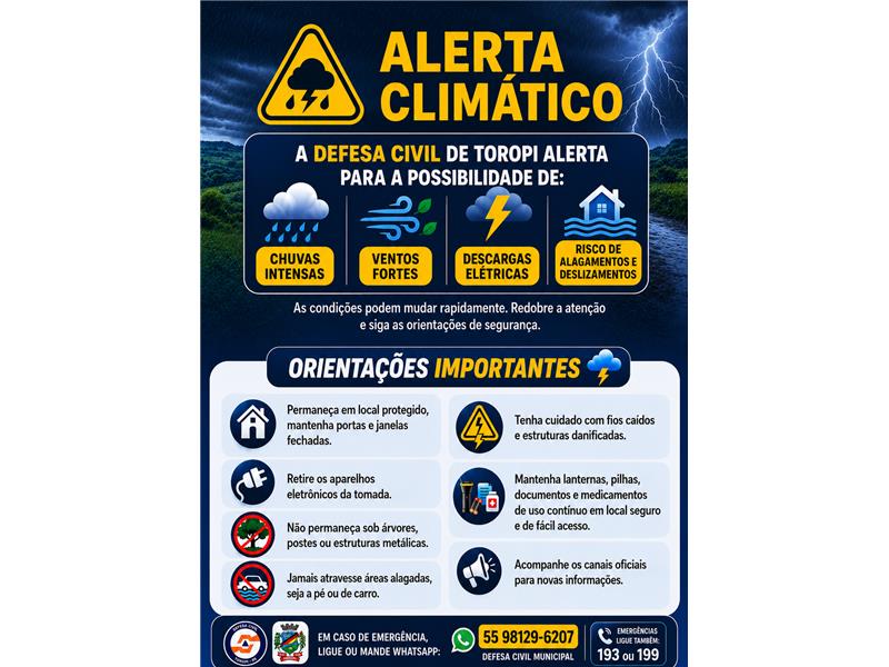ALERTA CLIMÁTICO - DEFESA CIVIL DE TOROPI