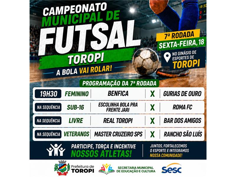 7ª rodada do Campeonato Municipal de Futsal