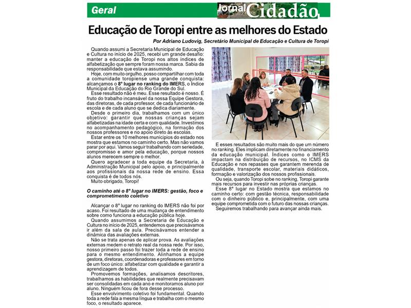  Toropi em destaque na Educação!
