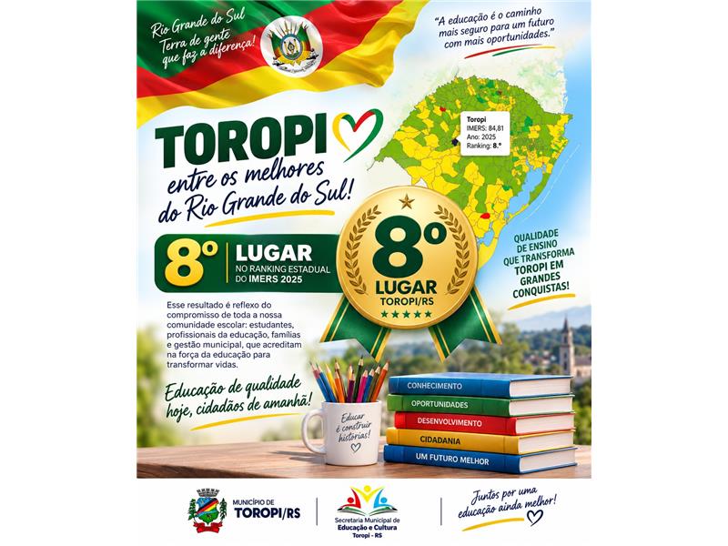 Toropi é destaque na educação do Rio Grande do Sul!